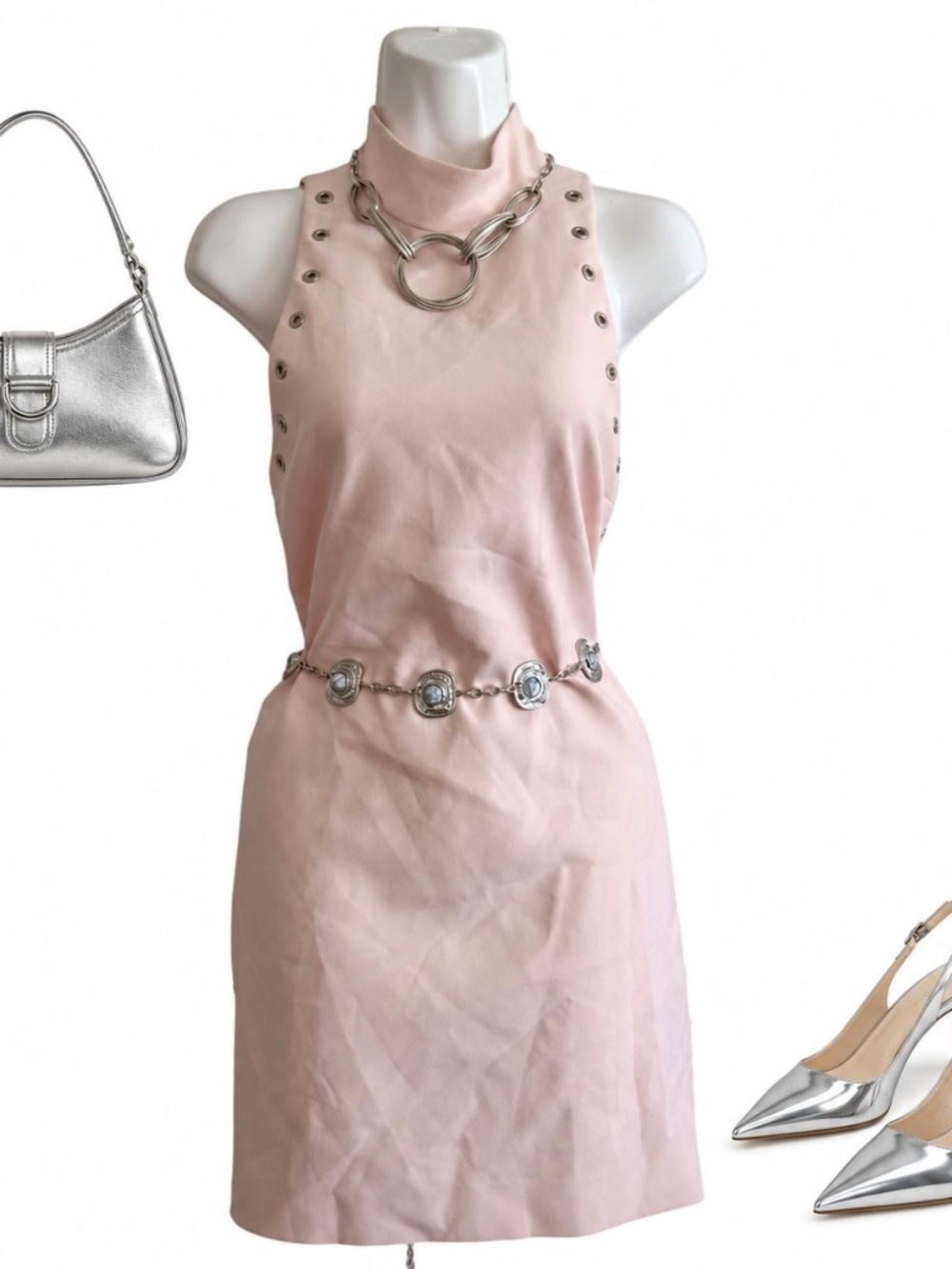 Cinq à Sept Blush Pink Grommet Mini Dress Size 6